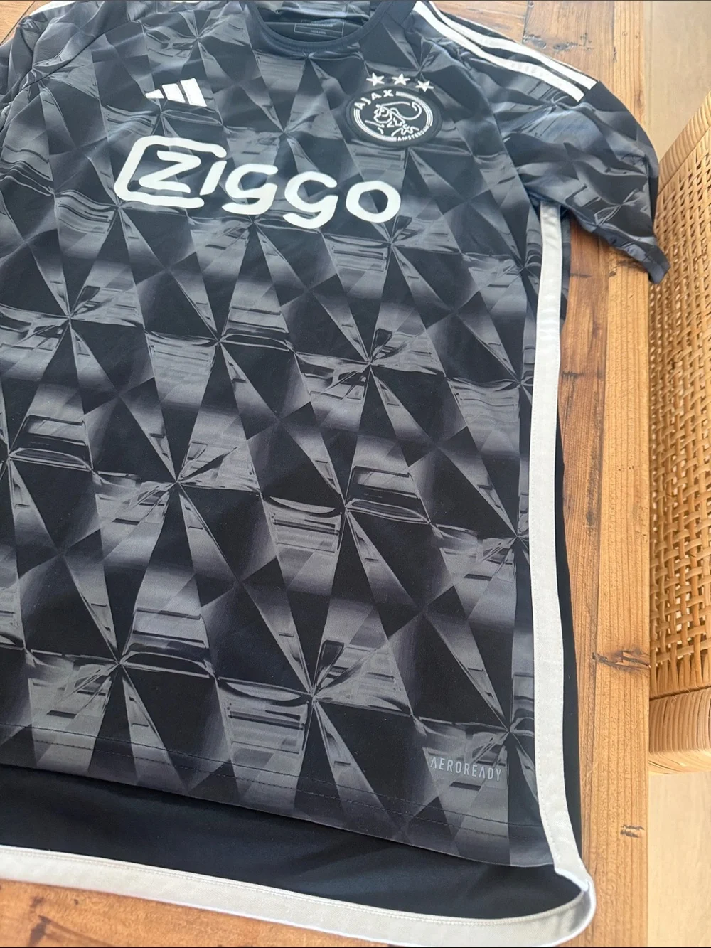 adidas Black and White Ziggo Ajax Training Jersey-Slim Fit
